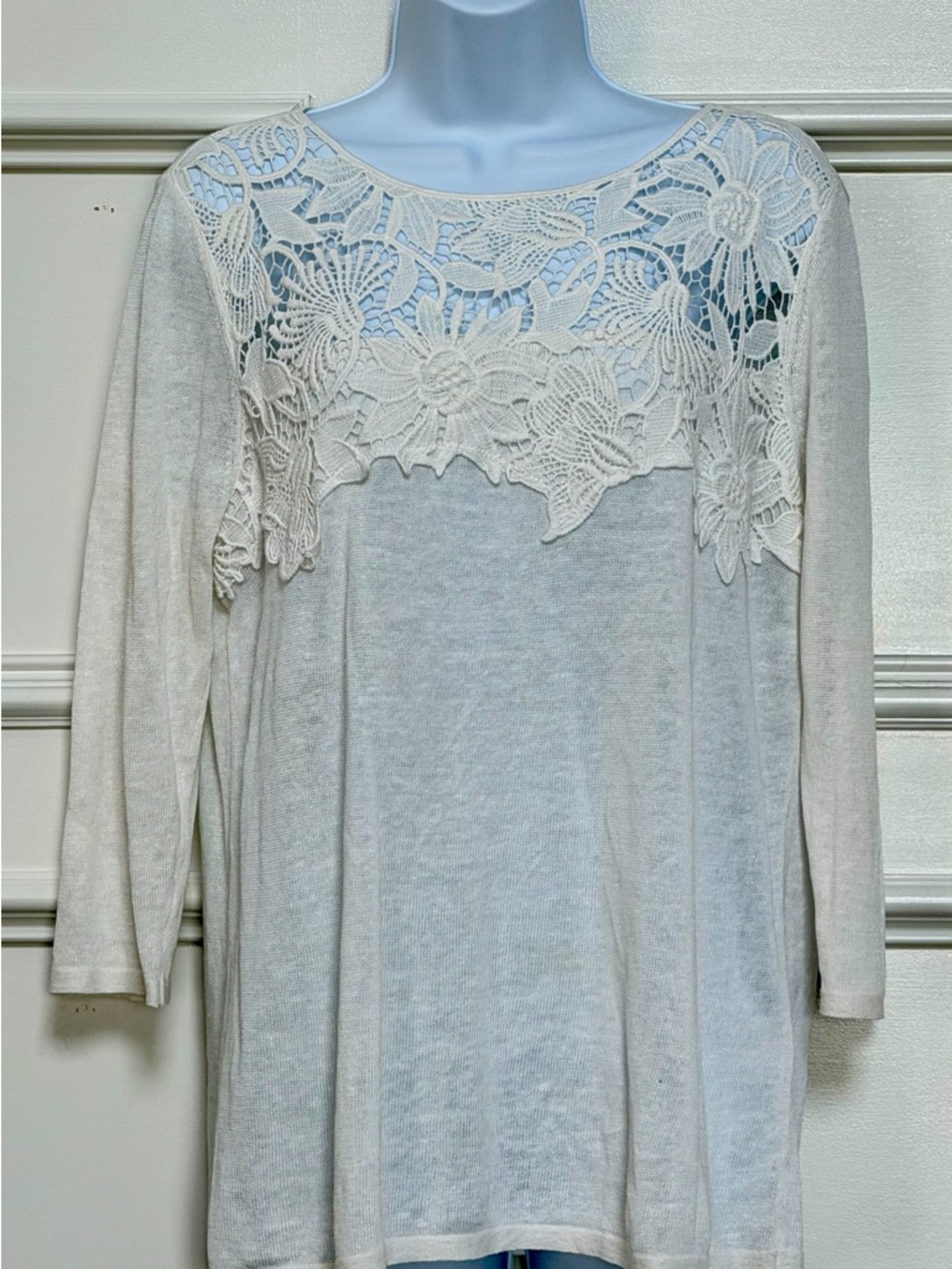 J Jill Women's Cream Lace light sweater size M